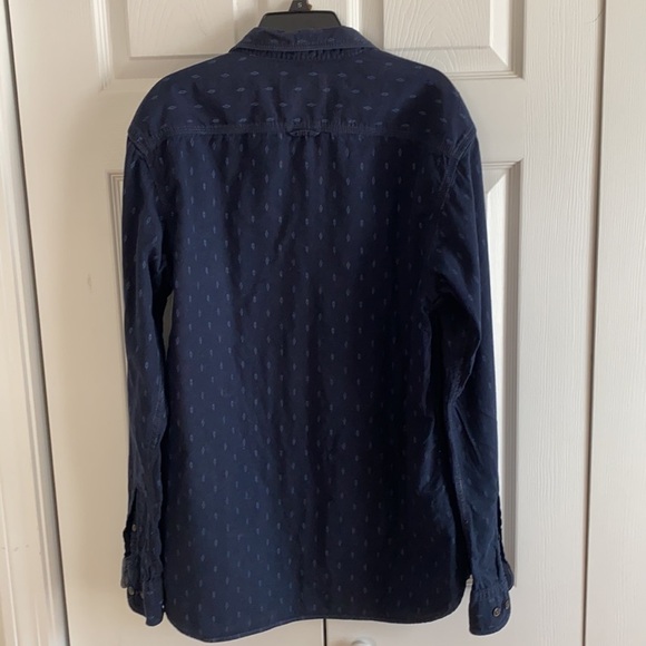 Indian Terrain Navy Blue Print Chiseled Fit Button Down Shirt Size Large 42 - Picture 5 of 10